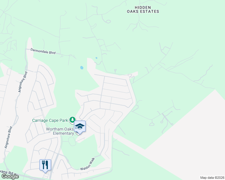 map of restaurants, bars, coffee shops, grocery stores, and more near 6027 Akin Quay in San Antonio