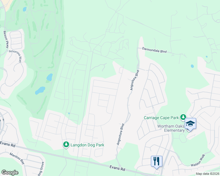 map of restaurants, bars, coffee shops, grocery stores, and more near 22709 Angostura Boulevard in San Antonio