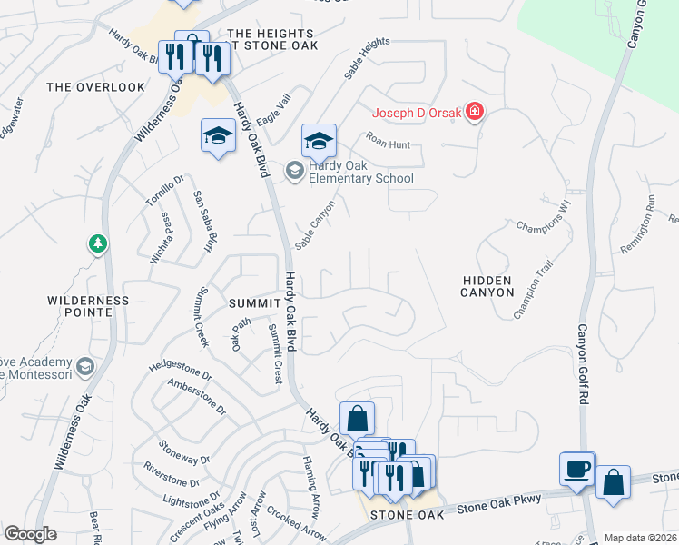 map of restaurants, bars, coffee shops, grocery stores, and more near 1318 Verde Path in San Antonio