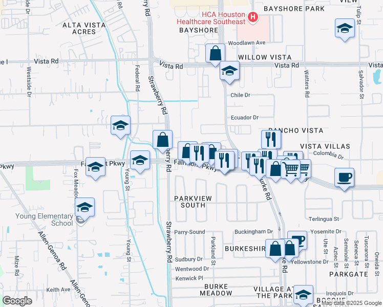 map of restaurants, bars, coffee shops, grocery stores, and more near 3663 Fairmont Parkway in Pasadena