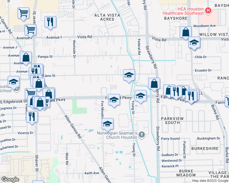 map of restaurants, bars, coffee shops, grocery stores, and more near 941 Fairmont Parkway in Pasadena