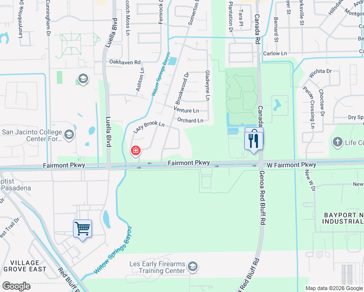 map of restaurants, bars, coffee shops, grocery stores, and more near 3835 Brookwind Drive in La Porte