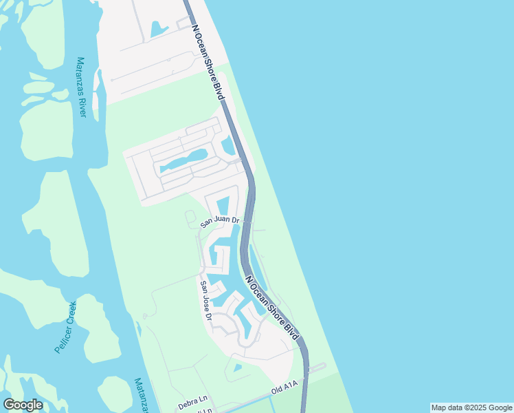 map of restaurants, bars, coffee shops, grocery stores, and more near 208 Surfview Lane in Palm Coast