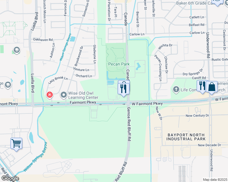 map of restaurants, bars, coffee shops, grocery stores, and more near 8867-8981 West Fairmont Parkway in La Porte