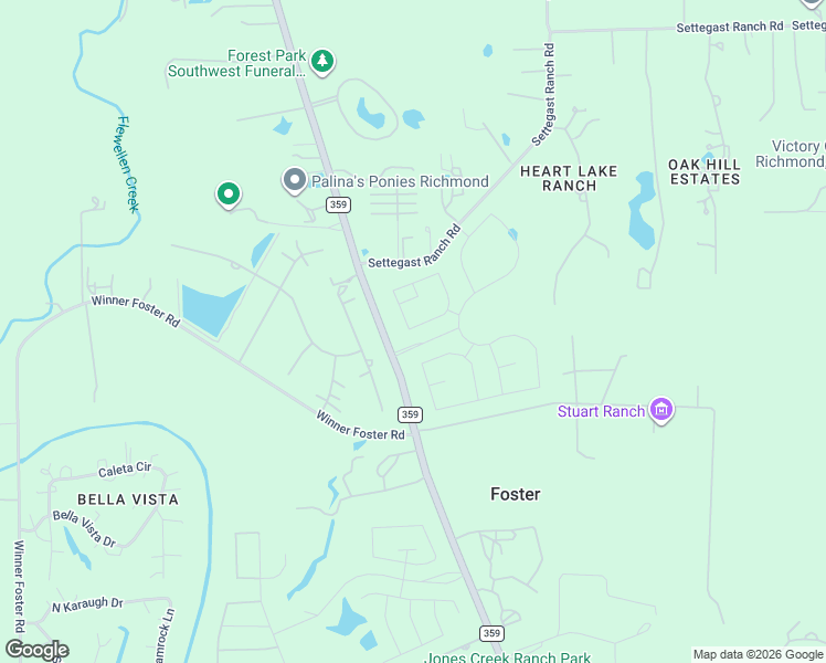map of restaurants, bars, coffee shops, grocery stores, and more near 8498-8654 Farm to Market 359 in Richmond