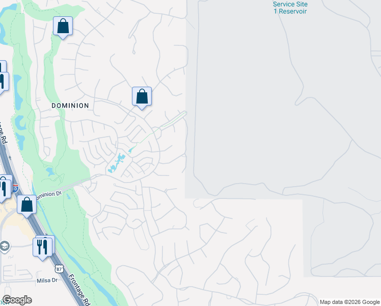 map of restaurants, bars, coffee shops, grocery stores, and more near 4 Merrivale Place in San Antonio