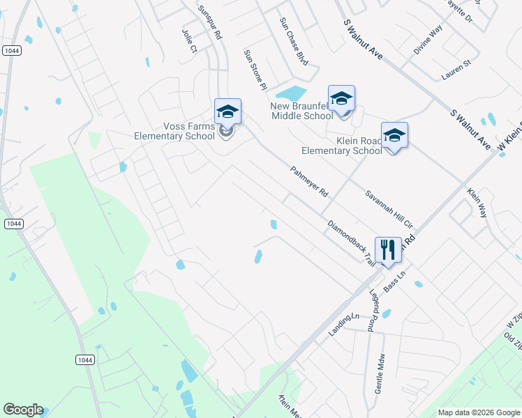 map of restaurants, bars, coffee shops, grocery stores, and more near 2514 McCrae in New Braunfels