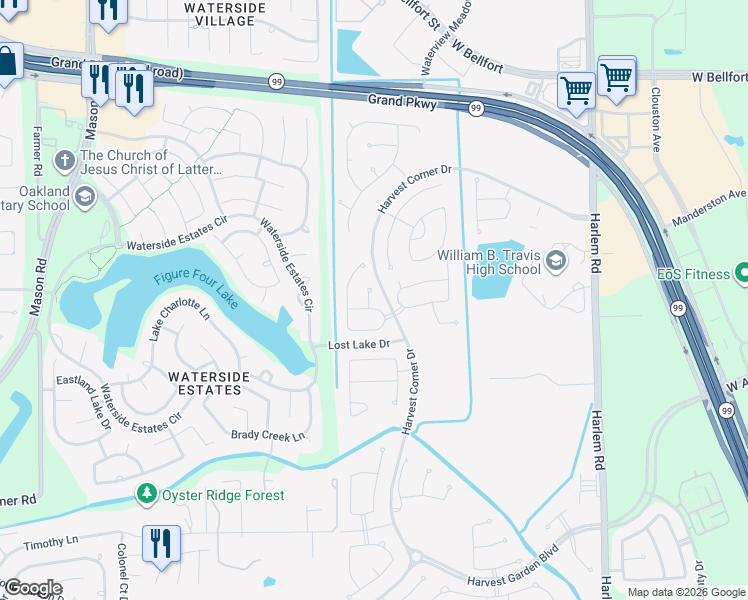 map of restaurants, bars, coffee shops, grocery stores, and more near 1117 Birch Rise Road in Richmond