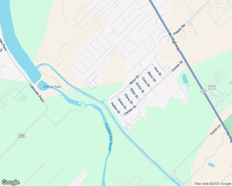 map of restaurants, bars, coffee shops, grocery stores, and more near 173 Greta Street in New Braunfels
