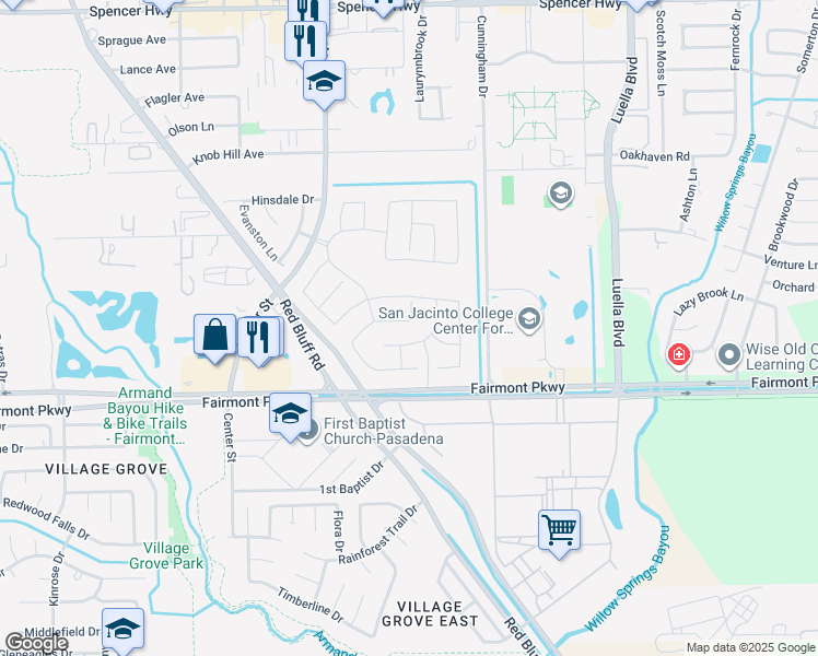 map of restaurants, bars, coffee shops, grocery stores, and more near 7500 Fairmont Parkway in Pasadena