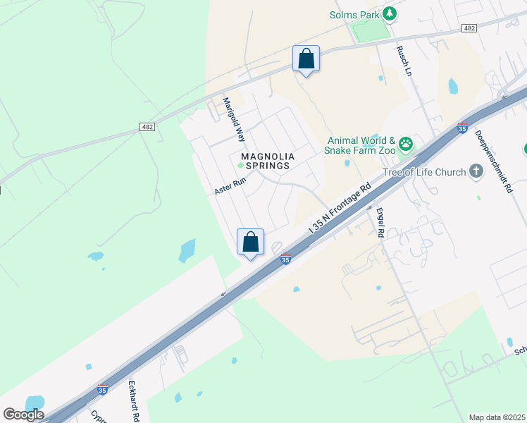 map of restaurants, bars, coffee shops, grocery stores, and more near 6327 Myrtle Run in New Braunfels