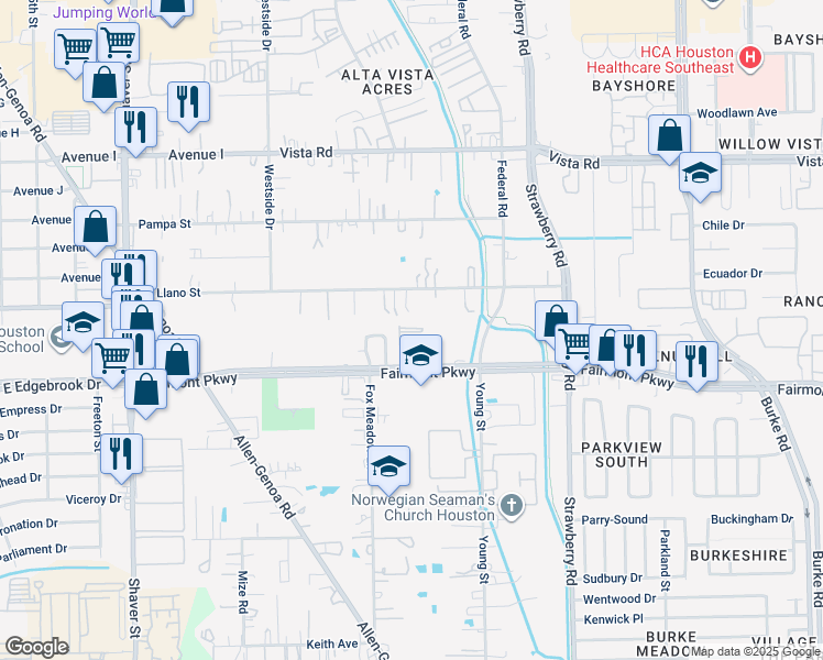 map of restaurants, bars, coffee shops, grocery stores, and more near 941 Fairmont Parkway in Pasadena