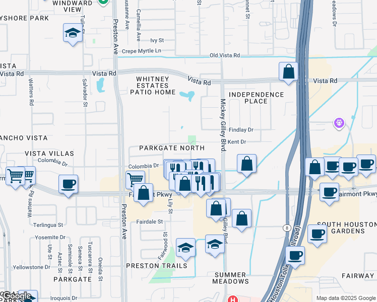 map of restaurants, bars, coffee shops, grocery stores, and more near 5027 Rainwater Drive in Pasadena