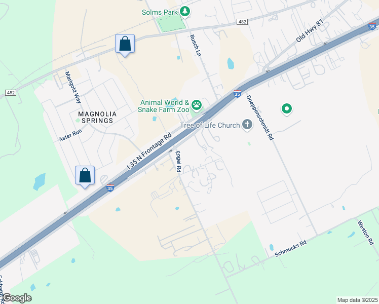 map of restaurants, bars, coffee shops, grocery stores, and more near 5661 North Interstate 35 Frontage Road in New Braunfels