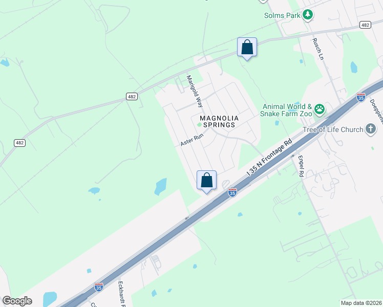 map of restaurants, bars, coffee shops, grocery stores, and more near 268 Primrose Way in New Braunfels