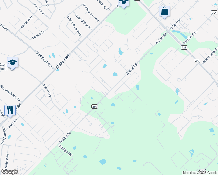 map of restaurants, bars, coffee shops, grocery stores, and more near 534 West Zipp Road in New Braunfels