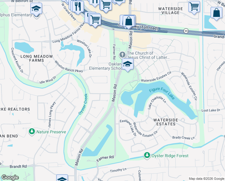 map of restaurants, bars, coffee shops, grocery stores, and more near 20510 Delta Lake Drive in Richmond