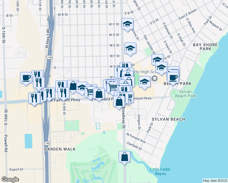 map of restaurants, bars, coffee shops, grocery stores, and more near 1020 South 1st Street in La Porte