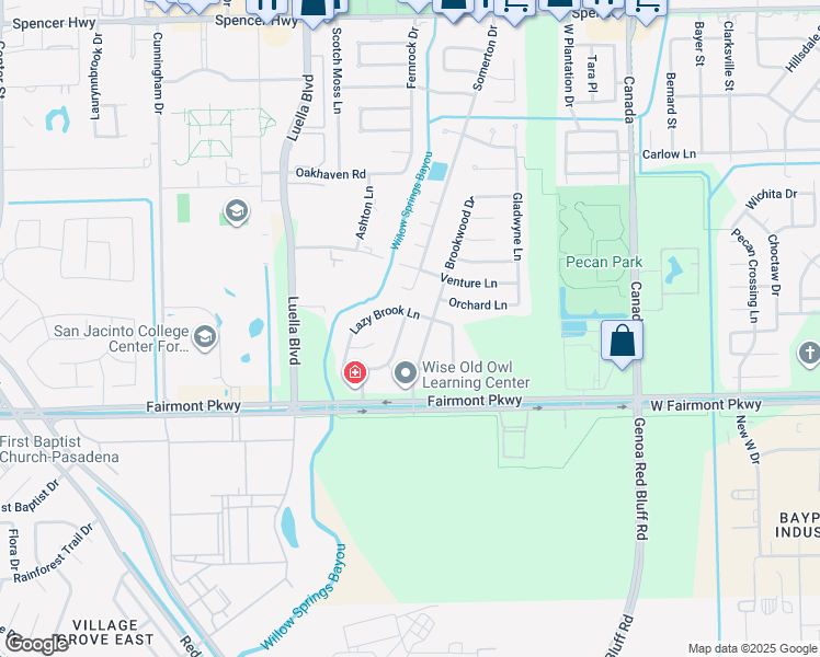 map of restaurants, bars, coffee shops, grocery stores, and more near 3810 Somerton Drive in La Porte