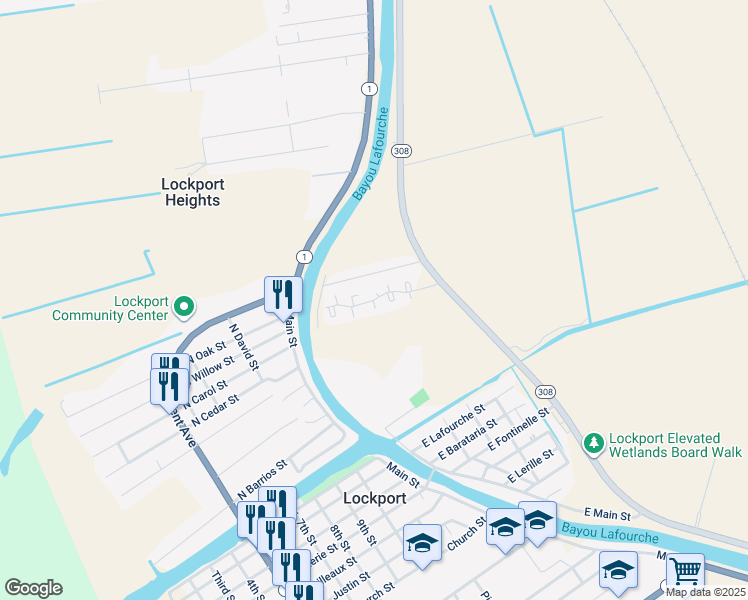 map of restaurants, bars, coffee shops, grocery stores, and more near 197 City Place Drive in Lockport