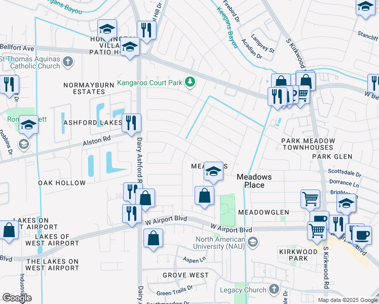 map of restaurants, bars, coffee shops, grocery stores, and more near 12130 Dorrance Lane in Stafford