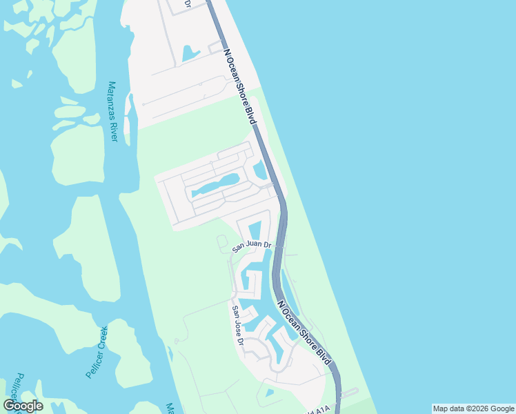 map of restaurants, bars, coffee shops, grocery stores, and more near 42 Los Lagos Boulevard in Palm Coast
