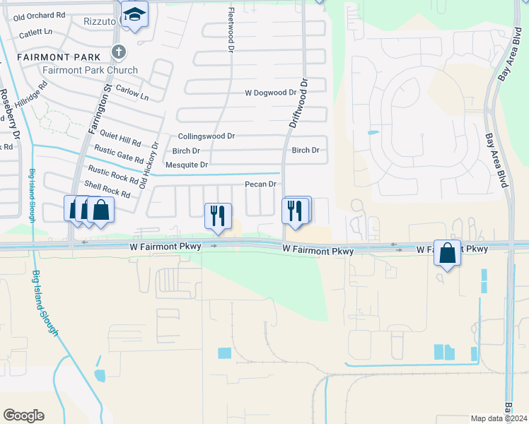 map of restaurants, bars, coffee shops, grocery stores, and more near 3817 Aspen Drive in La Porte