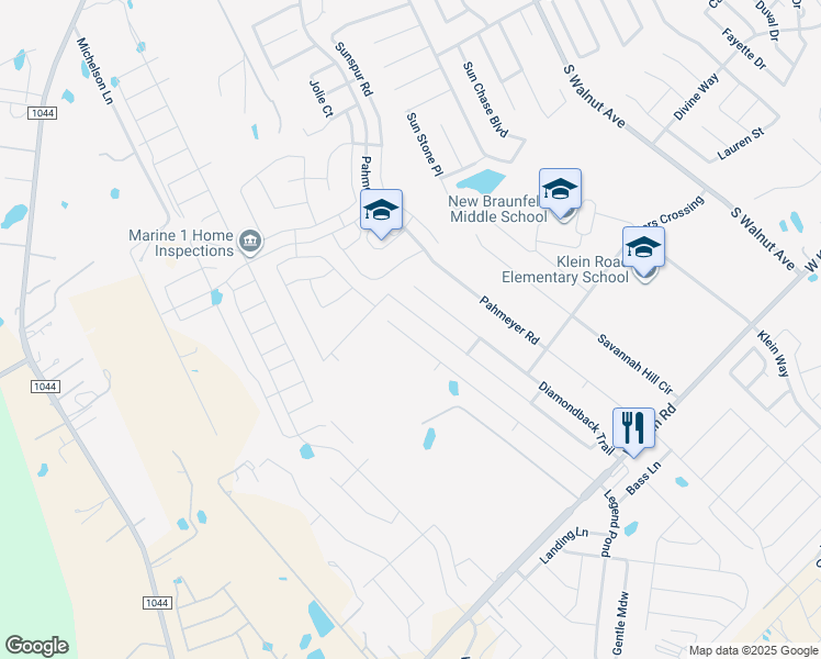 map of restaurants, bars, coffee shops, grocery stores, and more near 2453 McCrae in New Braunfels