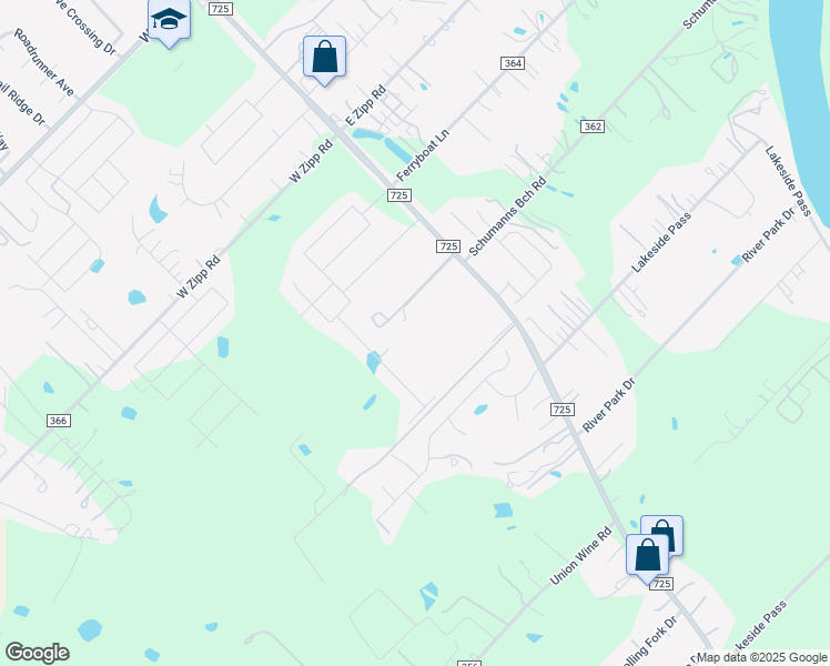 map of restaurants, bars, coffee shops, grocery stores, and more near 3356 Farm to Market Road 725 in New Braunfels