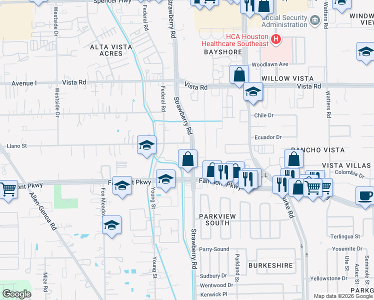 map of restaurants, bars, coffee shops, grocery stores, and more near 1420 Llano Street in Pasadena