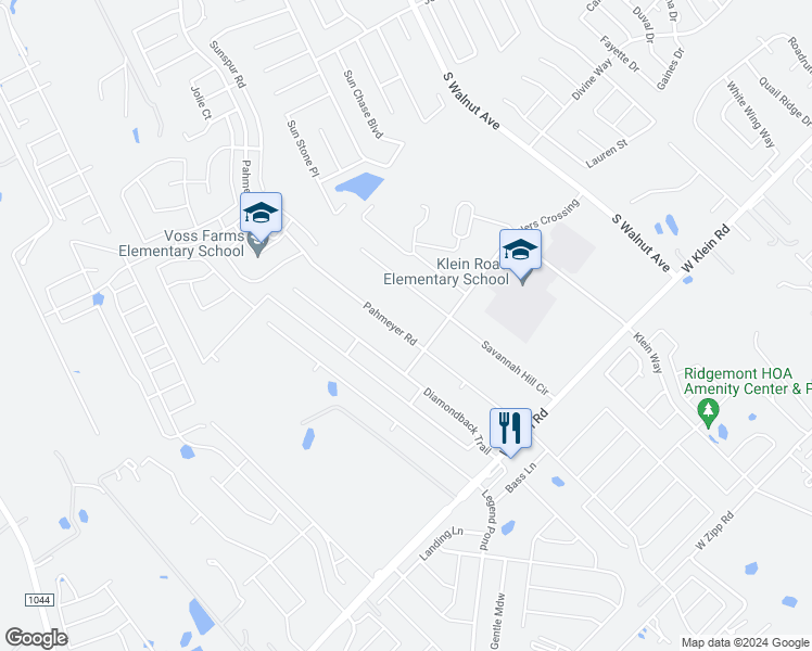 map of restaurants, bars, coffee shops, grocery stores, and more near 2610 Pahmeyer Road in New Braunfels