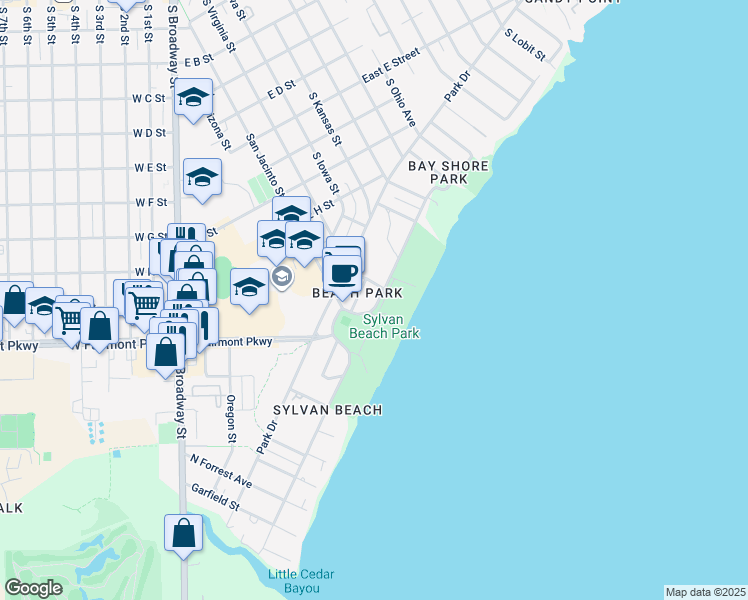 map of restaurants, bars, coffee shops, grocery stores, and more near in La Porte