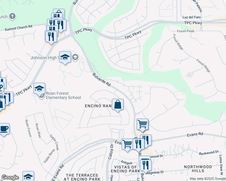 map of restaurants, bars, coffee shops, grocery stores, and more near 22334 Navasota Circle in San Antonio