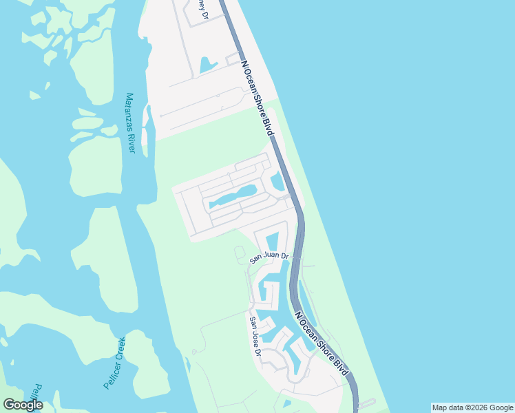 map of restaurants, bars, coffee shops, grocery stores, and more near 28 Sandy Beach Way in Palm Coast