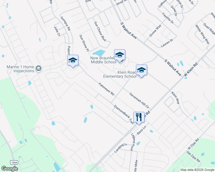 map of restaurants, bars, coffee shops, grocery stores, and more near 2472 Savannah Hill Circle in New Braunfels