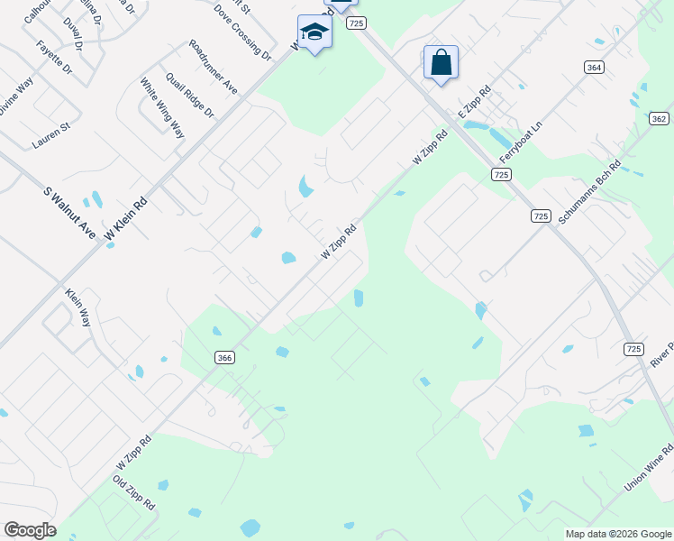 map of restaurants, bars, coffee shops, grocery stores, and more near 358 West Zipp Road in New Braunfels