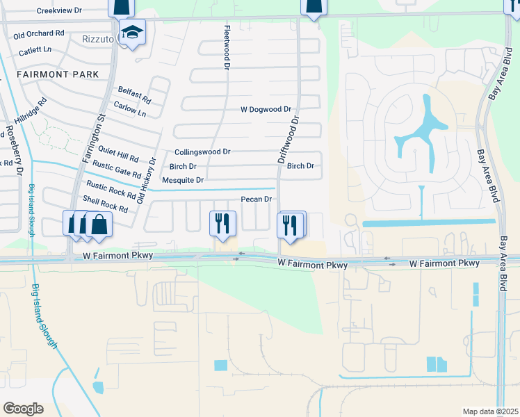 map of restaurants, bars, coffee shops, grocery stores, and more near 3805 Aspen Drive in La Porte