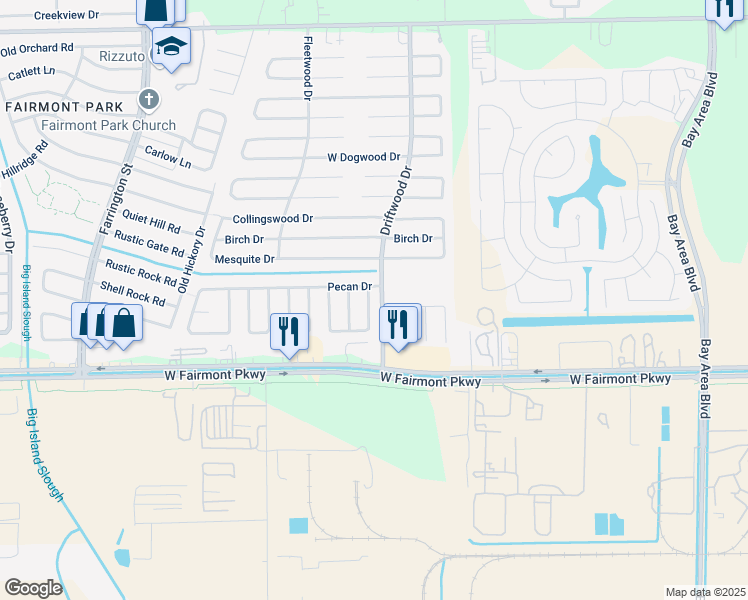 map of restaurants, bars, coffee shops, grocery stores, and more near 3805 Redbud Drive in La Porte