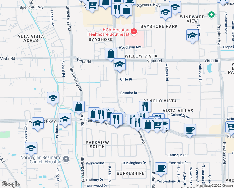 map of restaurants, bars, coffee shops, grocery stores, and more near 3903 Ecuador Drive in Pasadena