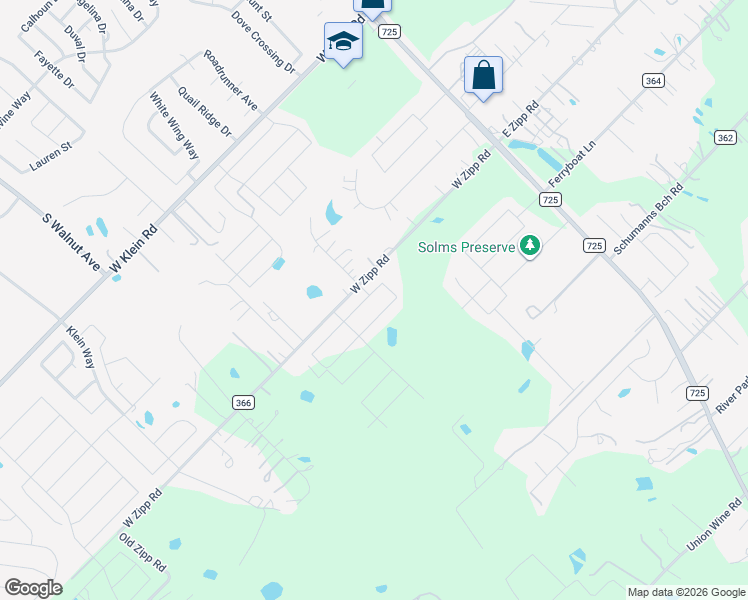 map of restaurants, bars, coffee shops, grocery stores, and more near 358 West Zipp Road in New Braunfels