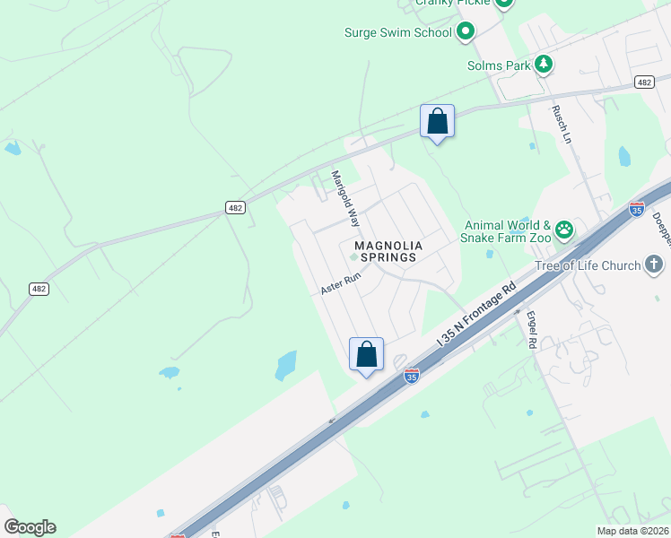 map of restaurants, bars, coffee shops, grocery stores, and more near 325 Azalea Way in New Braunfels