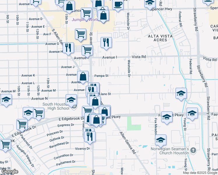 map of restaurants, bars, coffee shops, grocery stores, and more near 406 Spring Dr in Pasadena