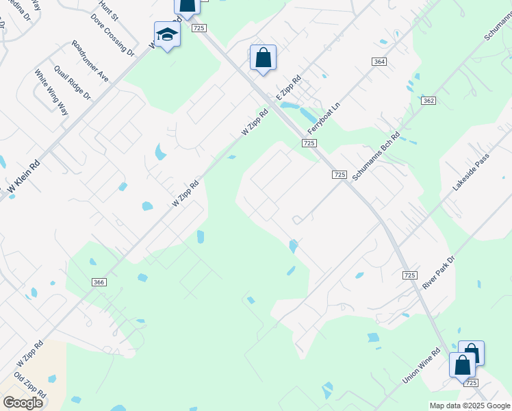 map of restaurants, bars, coffee shops, grocery stores, and more near 129 Ragsdale Way in New Braunfels