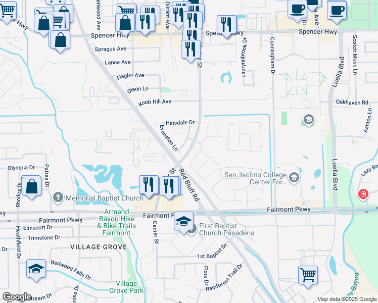 map of restaurants, bars, coffee shops, grocery stores, and more near 5718 Center Street in Pasadena