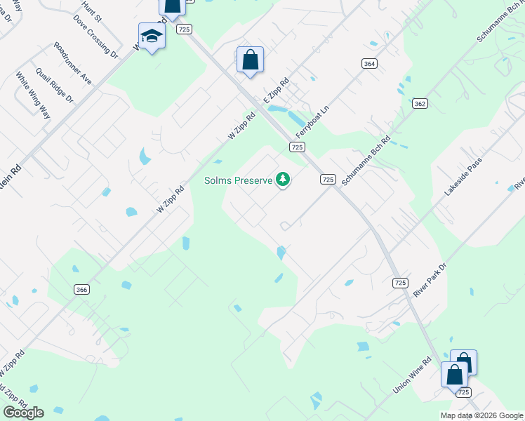 map of restaurants, bars, coffee shops, grocery stores, and more near 129 Ragsdale Way in New Braunfels