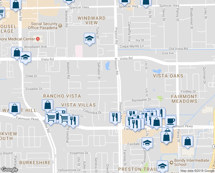 map of restaurants, bars, coffee shops, grocery stores, and more near 4519 Sao Paulo Street in Pasadena
