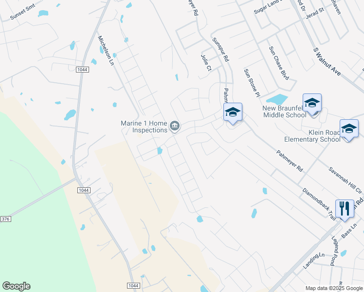 map of restaurants, bars, coffee shops, grocery stores, and more near 2425 Arctic Warbler in New Braunfels
