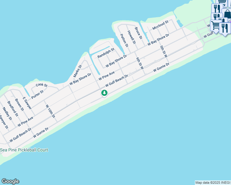 map of restaurants, bars, coffee shops, grocery stores, and more near 740 West Gorrie Drive in Saint George Island