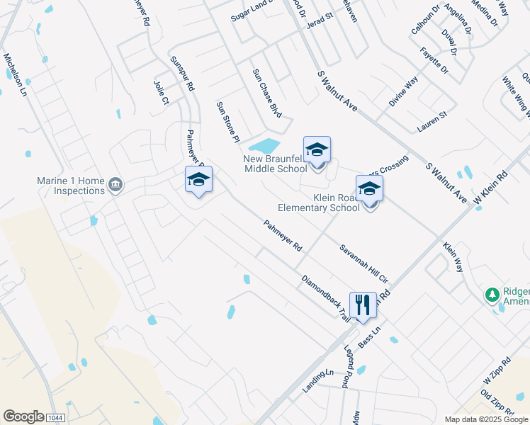map of restaurants, bars, coffee shops, grocery stores, and more near 2565 Pahmeyer Road in New Braunfels
