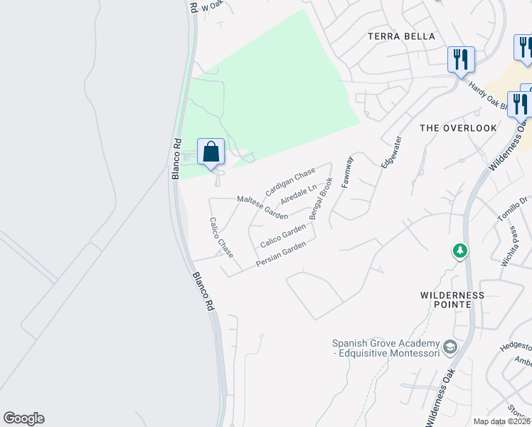 map of restaurants, bars, coffee shops, grocery stores, and more near 910 Maltese Garden in San Antonio